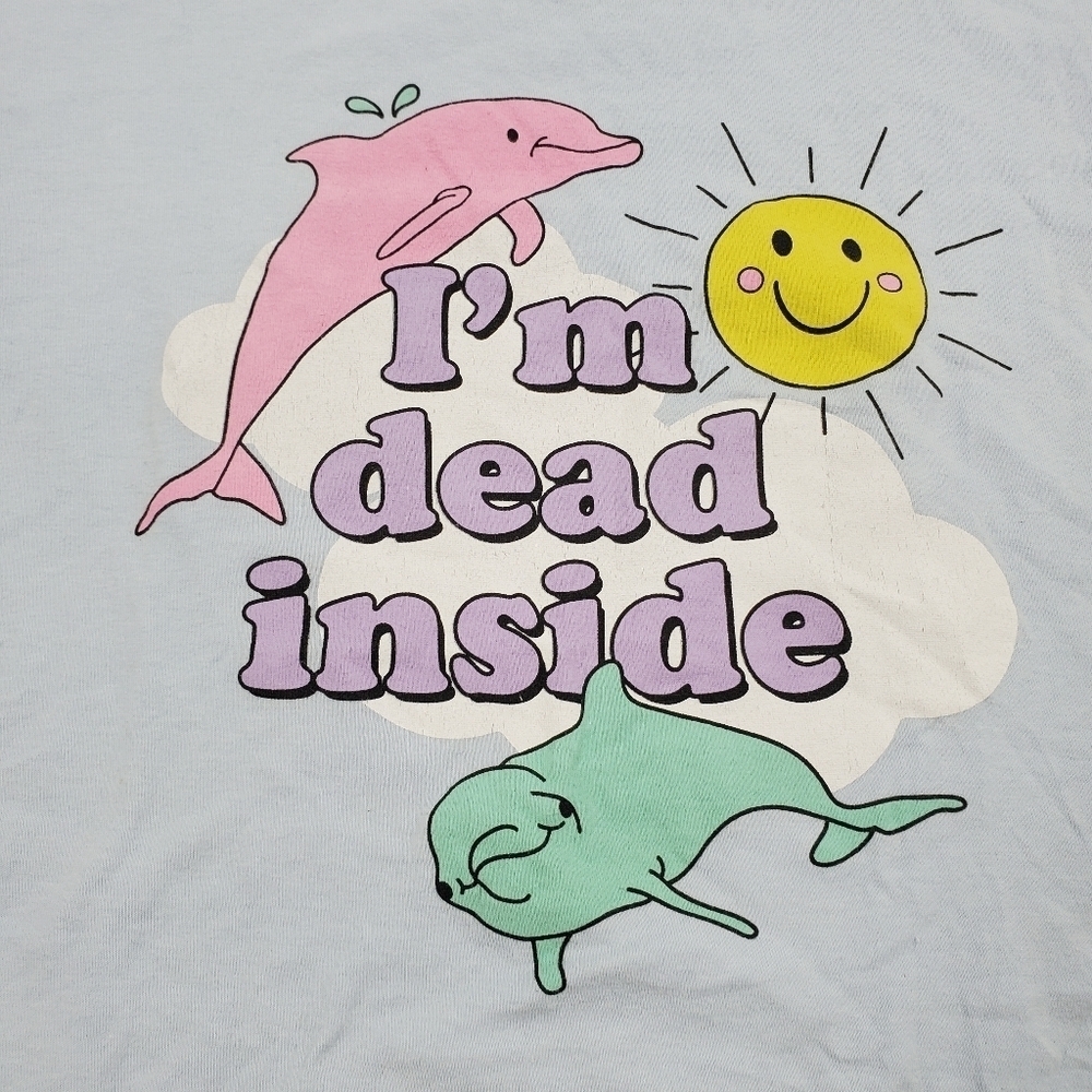 Black Matter "I'm Dead Inside" Dolphin Blue Graphic T-Shirt - Picture 2 of 6